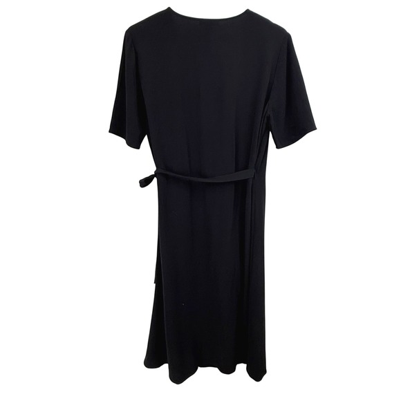 Eileen Fisher Black Tencel Viscose Wrap Midi Dress Short Sleeve WOMEN 4 - Picture 5 of 8